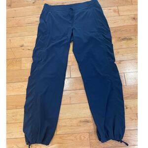 Athleta Women’s Tie Ankle Performance Joggers Navy Pockets Drawstring Size 12‎